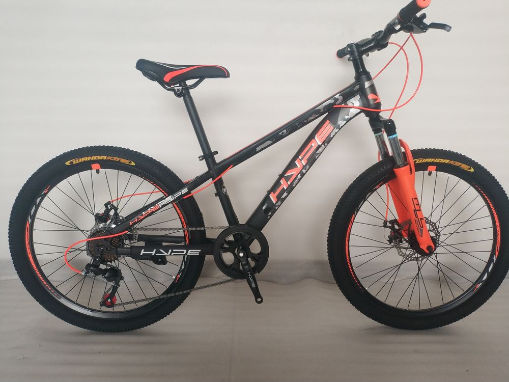 Велосипед " HYPE 24",24MD300-4 оранжевый,черный матовый."