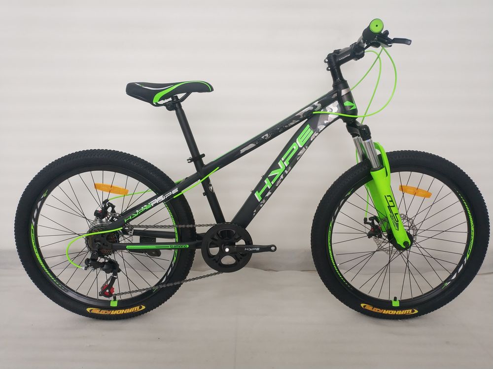 Велосипед " HYPE 24", MD300-3 зеленый черный матовый"