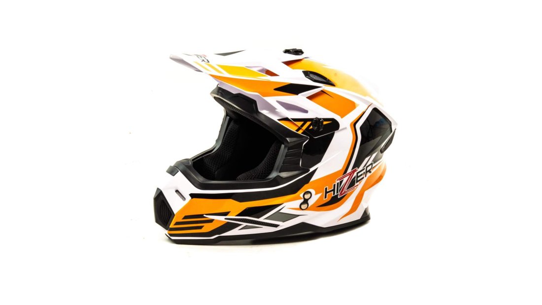 Шлем мото кроссовый"HIZER J6801(XL)Серо-желтый."