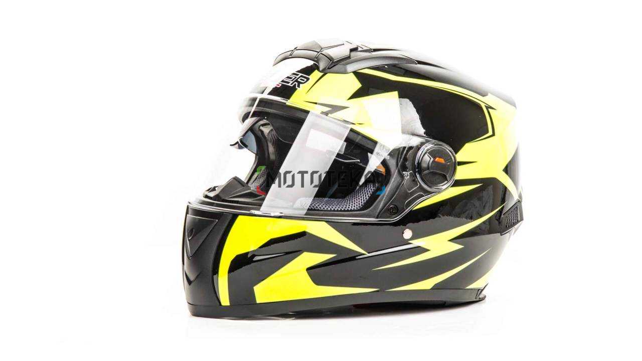 Шлем мото интеграл"HIZER"B561(L)(M)black\yellow"