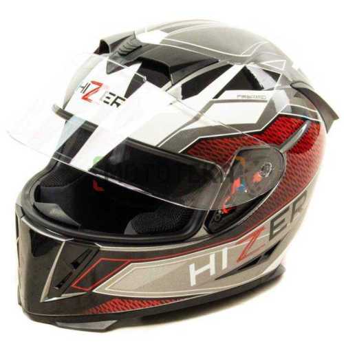Шлем мото интеграл "Hizer"J5311(M)gray\white