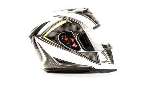 Шлем мото интеграл "Hizer" J5311(M)white\lemon"